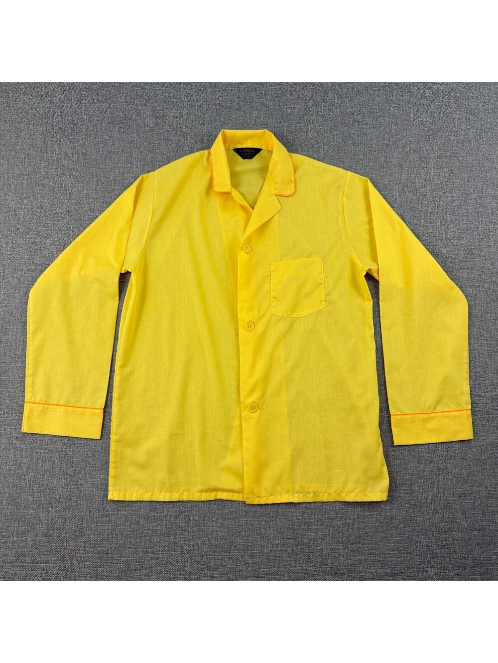 Vintage 70s Sears The Men’s Store Perma Prest Yellow Pajama Shirt Size S 34/36